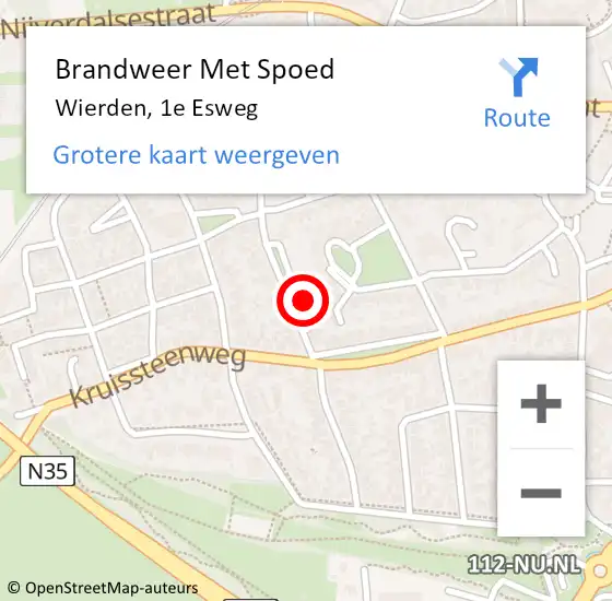 Locatie op kaart van de 112 melding: Brandweer Met Spoed Naar Wierden, 1e Esweg op 13 april 2022 07:20