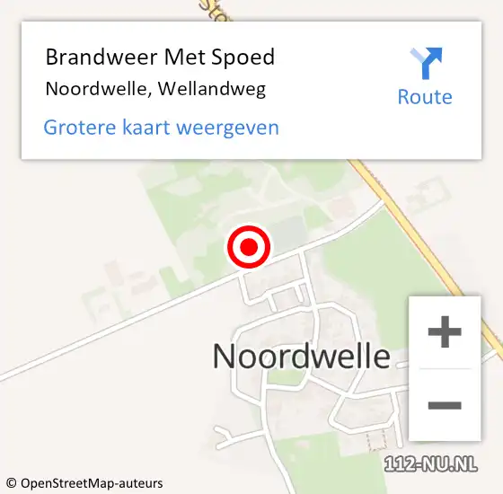Locatie op kaart van de 112 melding: Brandweer Met Spoed Naar Noordwelle, Wellandweg op 13 april 2022 07:31