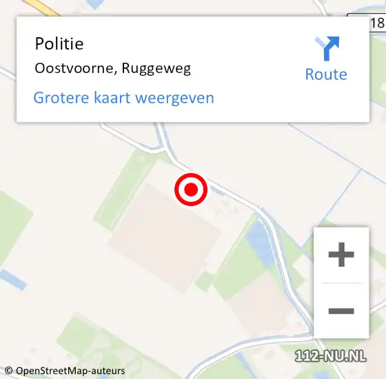 Locatie op kaart van de 112 melding: Politie Oostvoorne, Ruggeweg op 13 april 2022 08:29