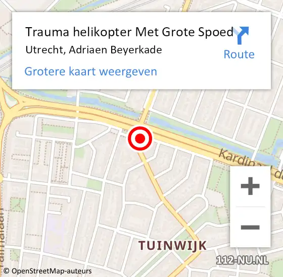 Locatie op kaart van de 112 melding: Trauma helikopter Met Grote Spoed Naar Utrecht, Adriaen Beyerkade op 13 april 2022 08:53