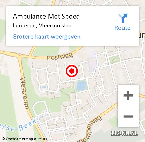 Locatie op kaart van de 112 melding: Ambulance Met Spoed Naar Lunteren, Vleermuislaan op 13 april 2022 09:02