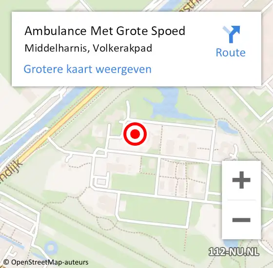 Locatie op kaart van de 112 melding: Ambulance Met Grote Spoed Naar Middelharnis, Volkerakpad op 13 april 2022 09:12