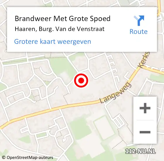 Locatie op kaart van de 112 melding: Brandweer Met Grote Spoed Naar Haaren, Burg. Van de Venstraat op 13 april 2022 09:15