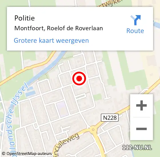 Locatie op kaart van de 112 melding: Politie Montfoort, Roelof de Roverlaan op 13 april 2022 09:22