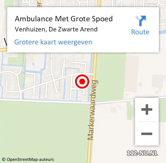 Locatie op kaart van de 112 melding: Ambulance Met Grote Spoed Naar Venhuizen, De Zwarte Arend op 13 april 2022 09:32