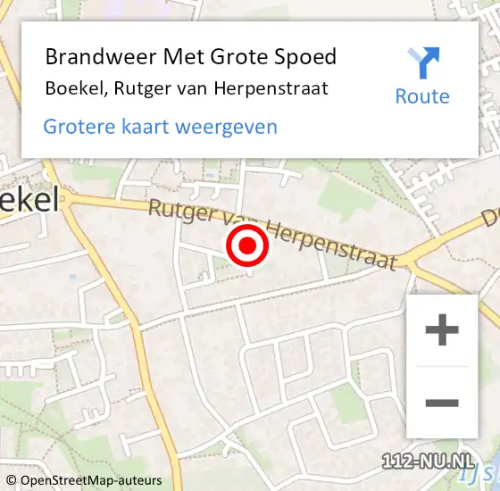 Locatie op kaart van de 112 melding: Brandweer Met Grote Spoed Naar Boekel, Rutger van Herpenstraat op 13 april 2022 09:33