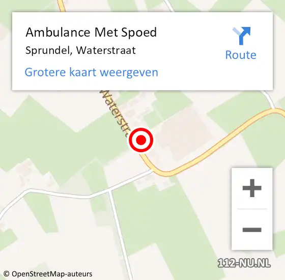 Locatie op kaart van de 112 melding: Ambulance Met Spoed Naar Sprundel, Waterstraat op 14 juli 2014 10:47