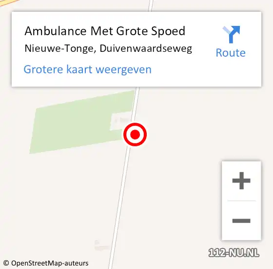 Locatie op kaart van de 112 melding: Ambulance Met Grote Spoed Naar Nieuwe-Tonge, Duivenwaardseweg op 13 april 2022 09:50