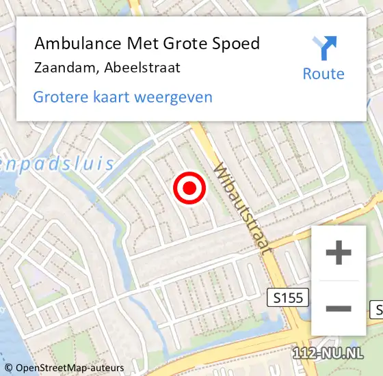 Locatie op kaart van de 112 melding: Ambulance Met Grote Spoed Naar Zaandam, Abeelstraat op 13 april 2022 09:52