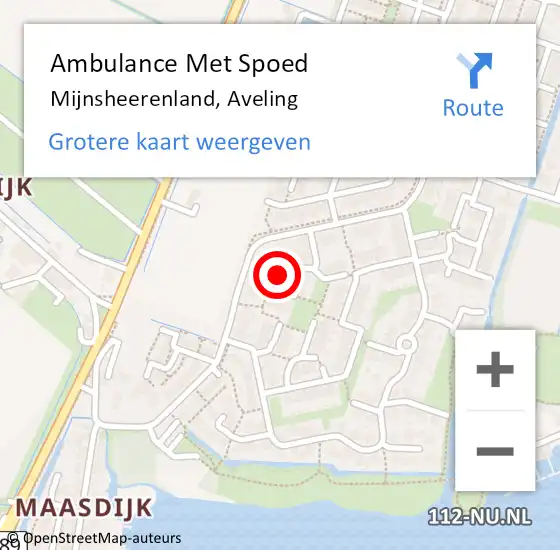 Locatie op kaart van de 112 melding: Ambulance Met Spoed Naar Mijnsheerenland, Aveling op 13 april 2022 09:56