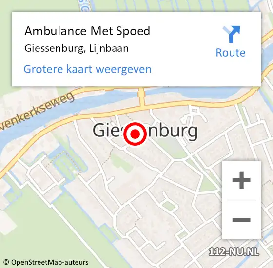 Locatie op kaart van de 112 melding: Ambulance Met Spoed Naar Giessenburg, Lijnbaan op 13 april 2022 10:02