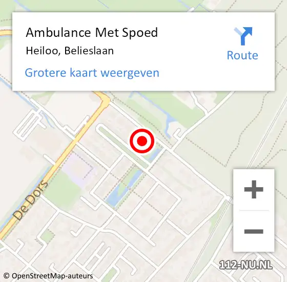 Locatie op kaart van de 112 melding: Ambulance Met Spoed Naar Heiloo, Belieslaan op 13 april 2022 10:12