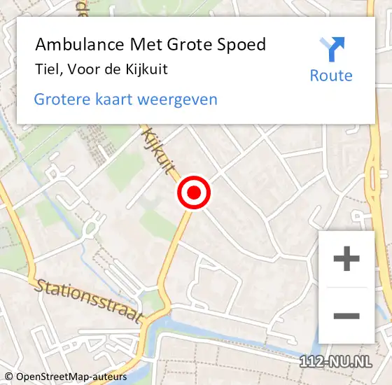 Locatie op kaart van de 112 melding: Ambulance Met Grote Spoed Naar Tiel, Voor de Kijkuit op 13 april 2022 10:37