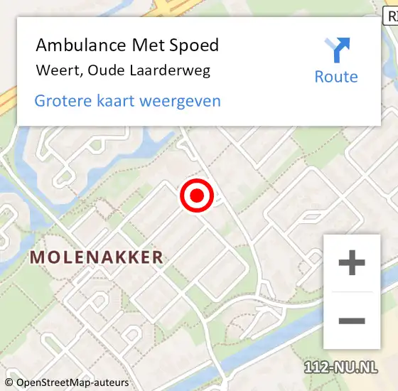 Locatie op kaart van de 112 melding: Ambulance Met Spoed Naar Weert, Oude Laarderweg op 13 april 2022 10:40