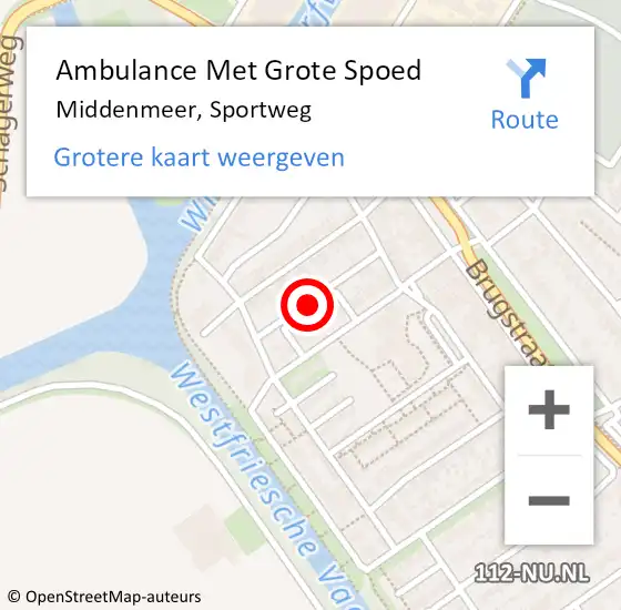 Locatie op kaart van de 112 melding: Ambulance Met Grote Spoed Naar Middenmeer, Sportweg op 13 april 2022 10:41