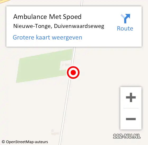 Locatie op kaart van de 112 melding: Ambulance Met Spoed Naar Nieuwe-Tonge, Duivenwaardseweg op 13 april 2022 11:44