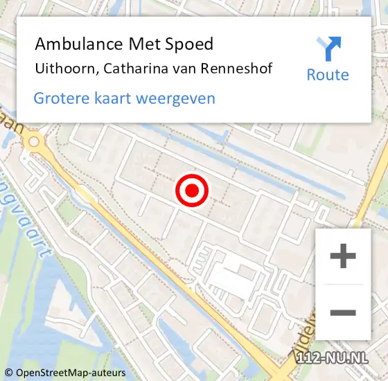 Locatie op kaart van de 112 melding: Ambulance Met Spoed Naar Uithoorn, Catharina van Renneshof op 13 april 2022 12:01