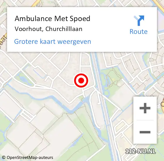 Locatie op kaart van de 112 melding: Ambulance Met Spoed Naar Voorhout, Churchilllaan op 13 april 2022 12:14