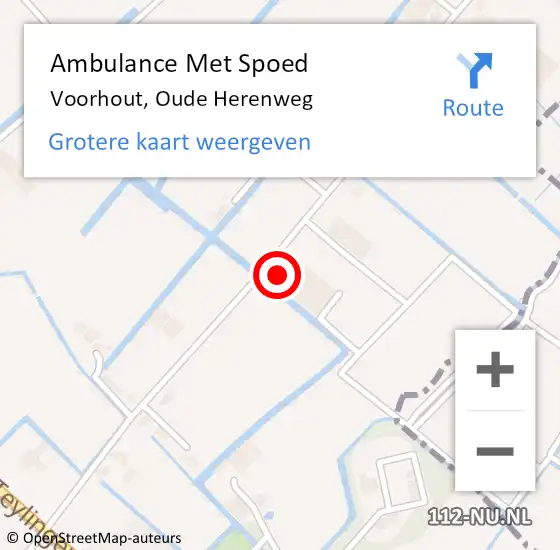 Locatie op kaart van de 112 melding: Ambulance Met Spoed Naar Voorhout, Oude Herenweg op 13 april 2022 12:49