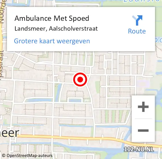 Locatie op kaart van de 112 melding: Ambulance Met Spoed Naar Landsmeer, Aalscholverstraat op 13 april 2022 13:24