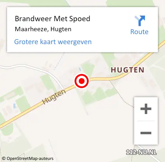 Locatie op kaart van de 112 melding: Brandweer Met Spoed Naar Maarheeze, Hugten op 13 april 2022 13:32