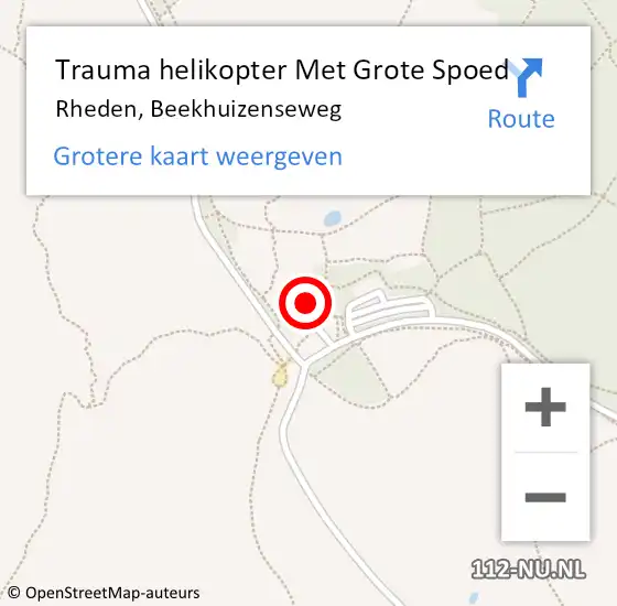 Locatie op kaart van de 112 melding: Trauma helikopter Met Grote Spoed Naar Rheden, Beekhuizenseweg op 13 april 2022 13:52