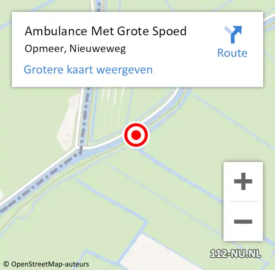Locatie op kaart van de 112 melding: Ambulance Met Grote Spoed Naar Opmeer, Nieuweweg op 13 april 2022 13:57