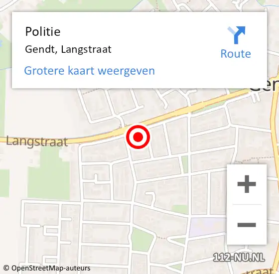 Locatie op kaart van de 112 melding: Politie Gendt, Langstraat op 13 april 2022 14:02