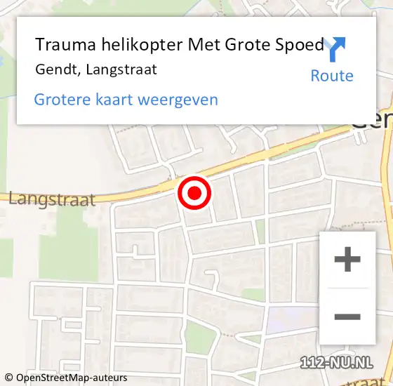 Locatie op kaart van de 112 melding: Trauma helikopter Met Grote Spoed Naar Gendt, Langstraat op 13 april 2022 14:08