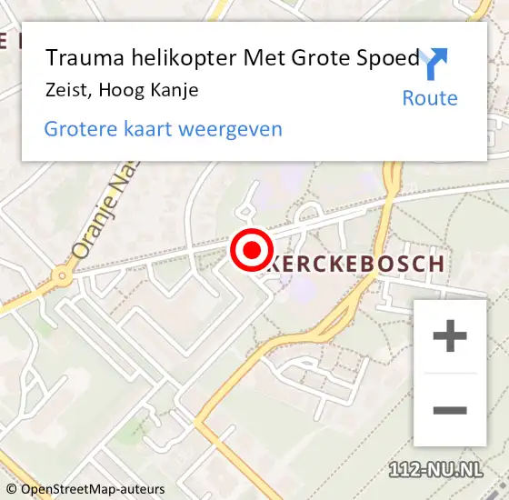 Locatie op kaart van de 112 melding: Trauma helikopter Met Grote Spoed Naar Zeist, Hoog Kanje op 13 april 2022 14:15