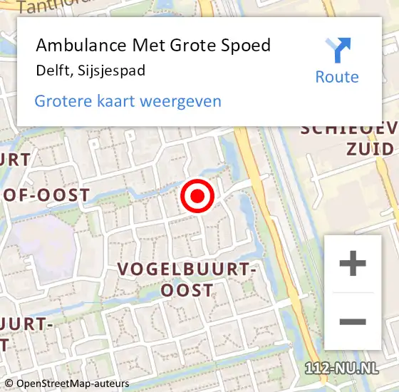 Locatie op kaart van de 112 melding: Ambulance Met Grote Spoed Naar Delft, Sijsjespad op 13 april 2022 14:24