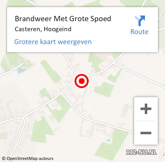 Locatie op kaart van de 112 melding: Brandweer Met Grote Spoed Naar Casteren, Hoogeind op 13 april 2022 14:30