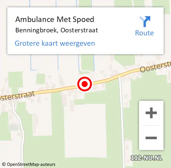 Locatie op kaart van de 112 melding: Ambulance Met Spoed Naar Benningbroek, Oosterstraat op 13 april 2022 14:43