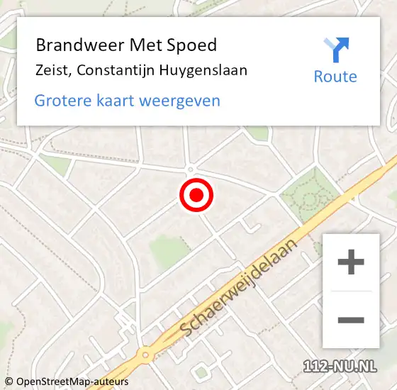 Locatie op kaart van de 112 melding: Brandweer Met Spoed Naar Zeist, Constantijn Huygenslaan op 13 april 2022 14:53