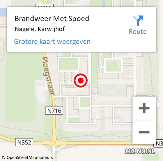 Locatie op kaart van de 112 melding: Brandweer Met Spoed Naar Nagele, Karwijhof op 13 april 2022 14:58