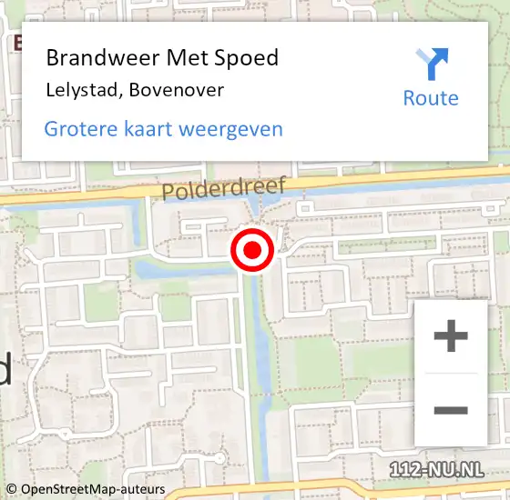 Locatie op kaart van de 112 melding: Brandweer Met Spoed Naar Lelystad, Bovenover op 13 april 2022 15:01