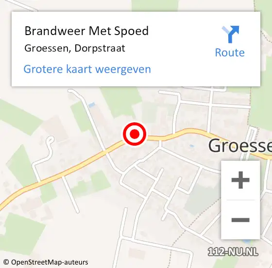 Locatie op kaart van de 112 melding: Brandweer Met Spoed Naar Groessen, Dorpstraat op 13 april 2022 15:03