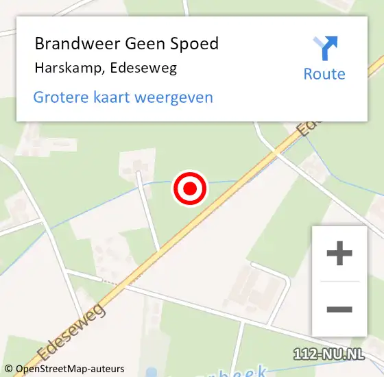 Locatie op kaart van de 112 melding: Brandweer Geen Spoed Naar Harskamp, Edeseweg op 13 april 2022 15:14