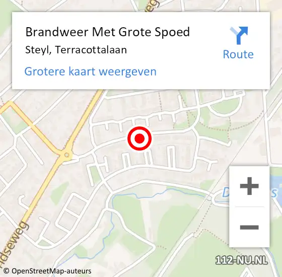 Locatie op kaart van de 112 melding: Brandweer Met Grote Spoed Naar Steyl, Terracottalaan op 13 april 2022 15:16