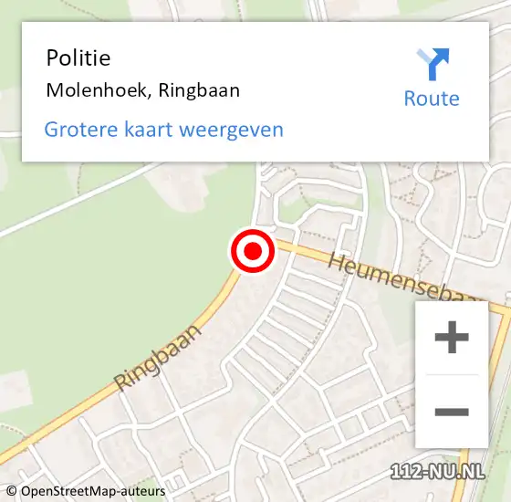 Locatie op kaart van de 112 melding: Politie Molenhoek, Ringbaan op 13 april 2022 15:18