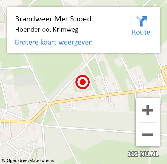 Locatie op kaart van de 112 melding: Brandweer Met Spoed Naar Hoenderloo, Krimweg op 14 juli 2014 11:23