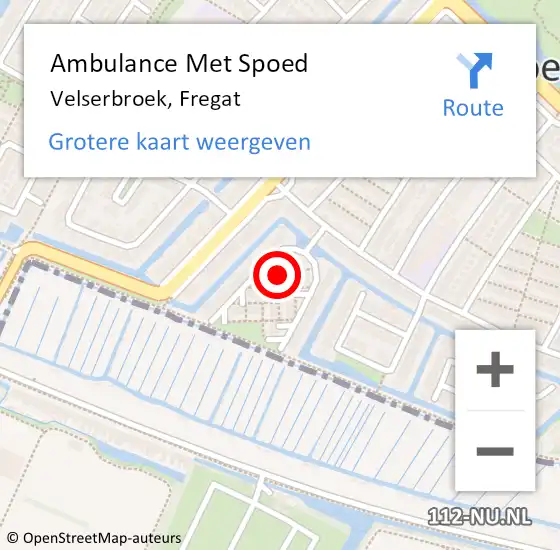 Locatie op kaart van de 112 melding: Ambulance Met Spoed Naar Velserbroek, Fregat op 13 april 2022 15:35