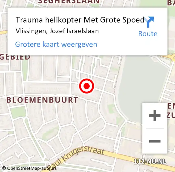 Locatie op kaart van de 112 melding: Trauma helikopter Met Grote Spoed Naar Vlissingen, Jozef Israelslaan op 13 april 2022 15:50