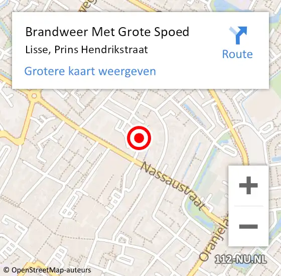 Locatie op kaart van de 112 melding: Brandweer Met Grote Spoed Naar Lisse, Prins Hendrikstraat op 13 april 2022 15:53