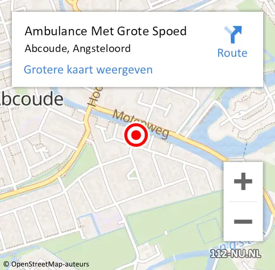 Locatie op kaart van de 112 melding: Ambulance Met Grote Spoed Naar Abcoude, Angsteloord op 13 april 2022 16:08