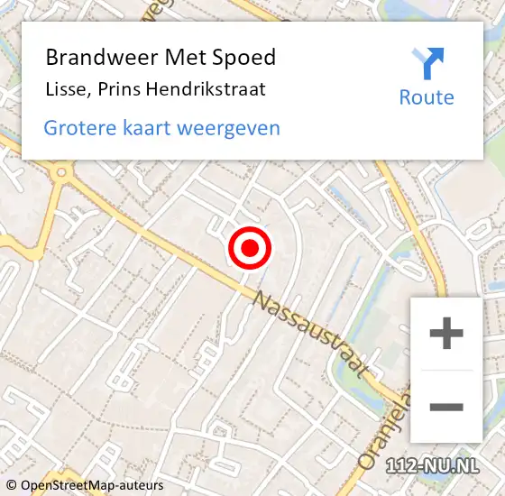 Locatie op kaart van de 112 melding: Brandweer Met Spoed Naar Lisse, Prins Hendrikstraat op 13 april 2022 16:22