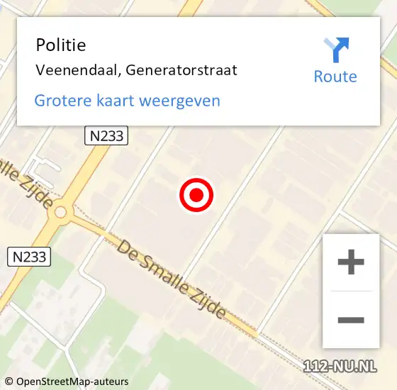 Locatie op kaart van de 112 melding: Politie Veenendaal, Generatorstraat op 13 april 2022 16:36