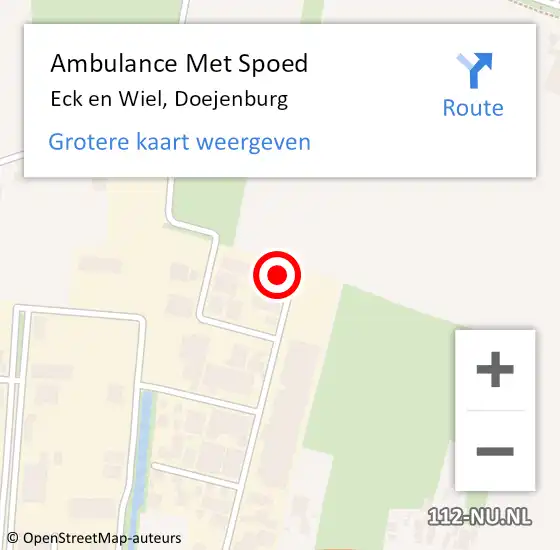 Locatie op kaart van de 112 melding: Ambulance Met Spoed Naar Eck en Wiel, Doejenburg op 13 april 2022 16:43