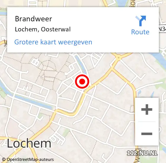 Locatie op kaart van de 112 melding: Brandweer Lochem, Oosterwal op 13 april 2022 17:00
