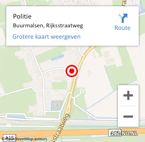 Locatie op kaart van de 112 melding: Politie Buurmalsen, Rijksstraatweg op 13 april 2022 17:03